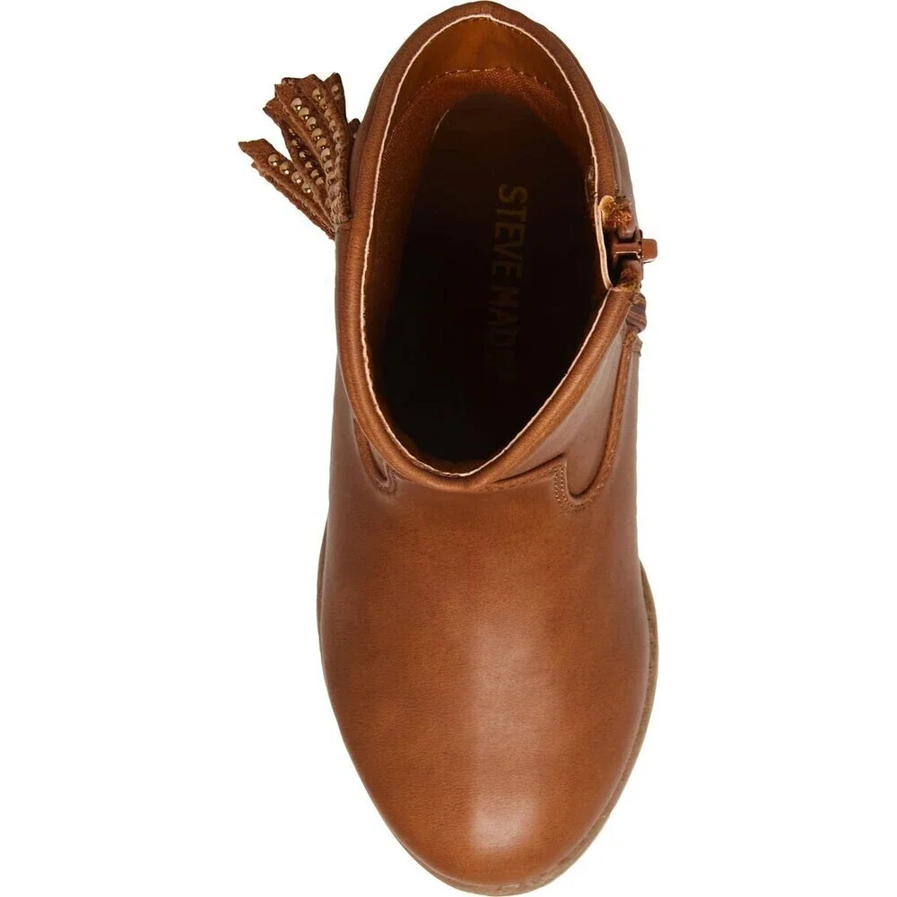 Steve Madden Willaa Western Boots Kids US 10 Brown Leather Fringe Bootie ZPO3455